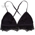 Bralette de triangle backcrossed de dentelle noire super comfutable personnalisée et en gros